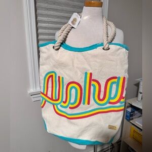 Aloha Canvas Tote Bag with Rope Handles
